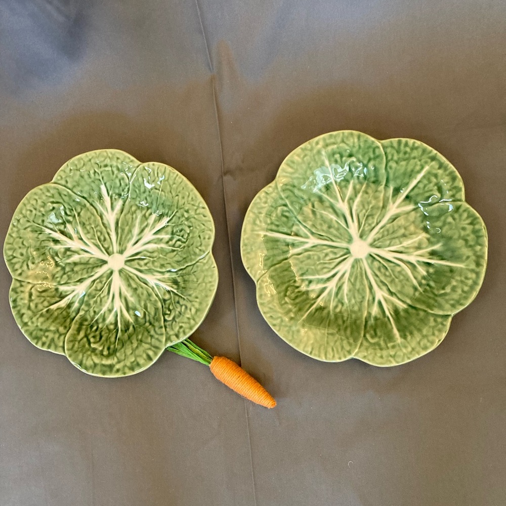 Bordallo Pinheiro Green Cabbage Luncheon Plates-Set of 2